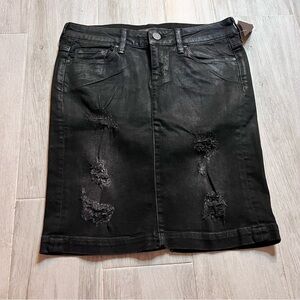 Mavi Black Denim Cotton Distressed Split Hem Skirt, Women’s Size Small